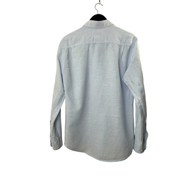 Mens Blue White Gingham Button Down Shirt Size Medium Basic Everyday Casual Top - Picture 2 of 4